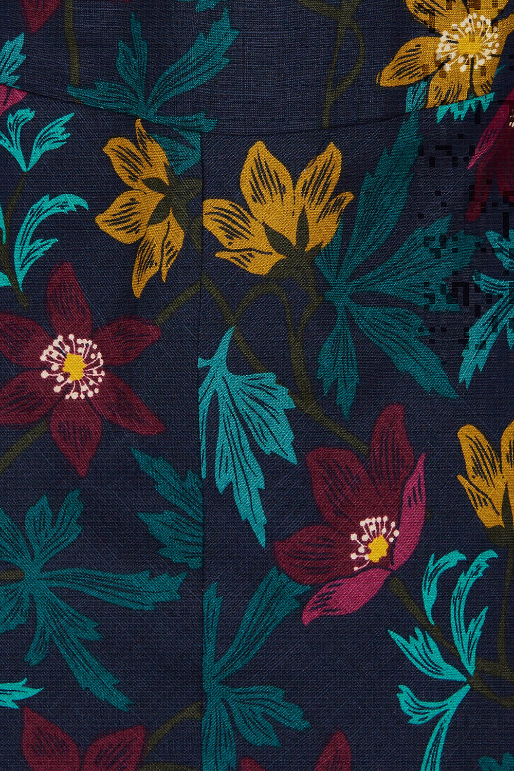 Product shot of the Willow Blossom Dress in colour Floral (Blue), detail