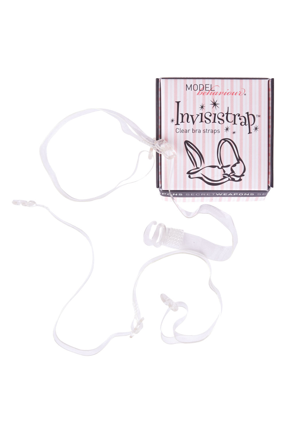 Product shot of the Invisistraps in colour Clear, detail
