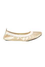 Product shot of the Fold Up Flats in colour Golden (Metallics), from the front