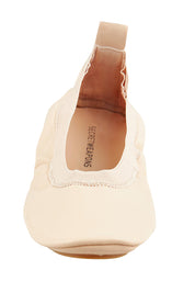 Product shot of the Fold Up Flats in colour Nude, detail