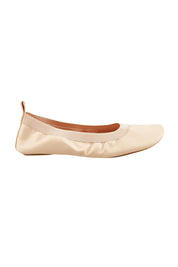Product shot of the Fold Up Flats in colour Nude, from the front