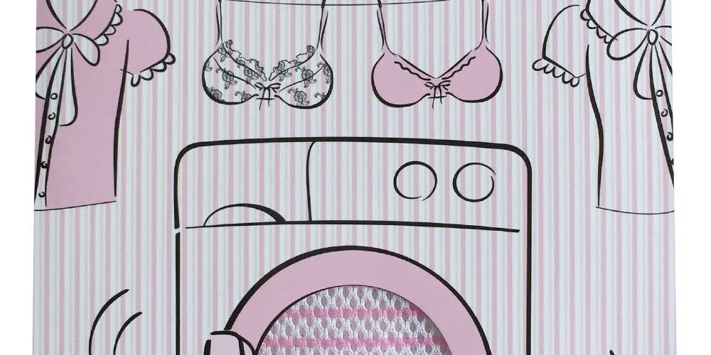 Product shot of the Lingerie Wash Bag in colour Pink (Pink), from the front