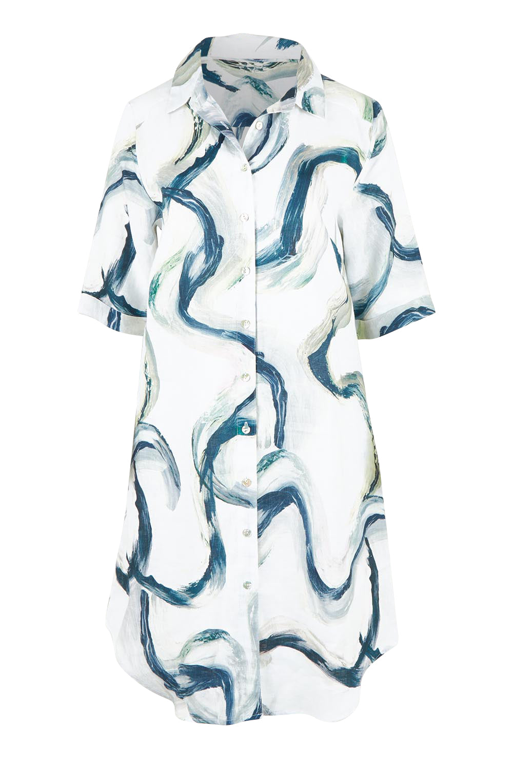 Product shot of the Riverstone Shirtmaker Dress – Riverstone in colour Riverstone, from the front