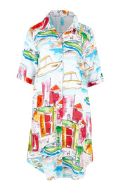 Product shot of the Seaside Shirtmaker Dress – Seaside in colour Seaside, from the front