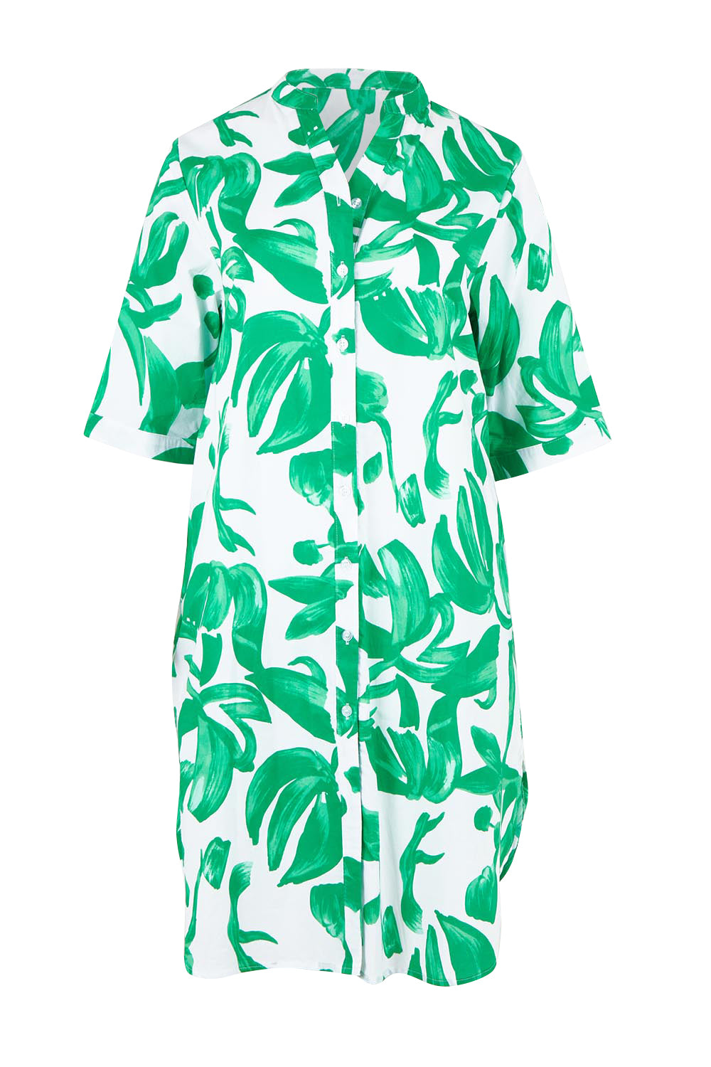 Product shot of the Garden Shirtmaker Dress – Emerald in colour Emerald, from the front
