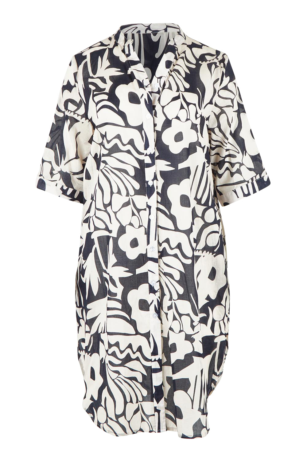 Product shot of the Bloom Shirtmaker Dress – Midnight in colour Midnight, from the front