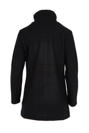 Funnel Neck Boiled Wool Coat – Black