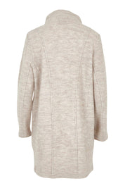 Product shot of the Longline Panel Zip Boiled Wool Coat in colour Natural, from the back