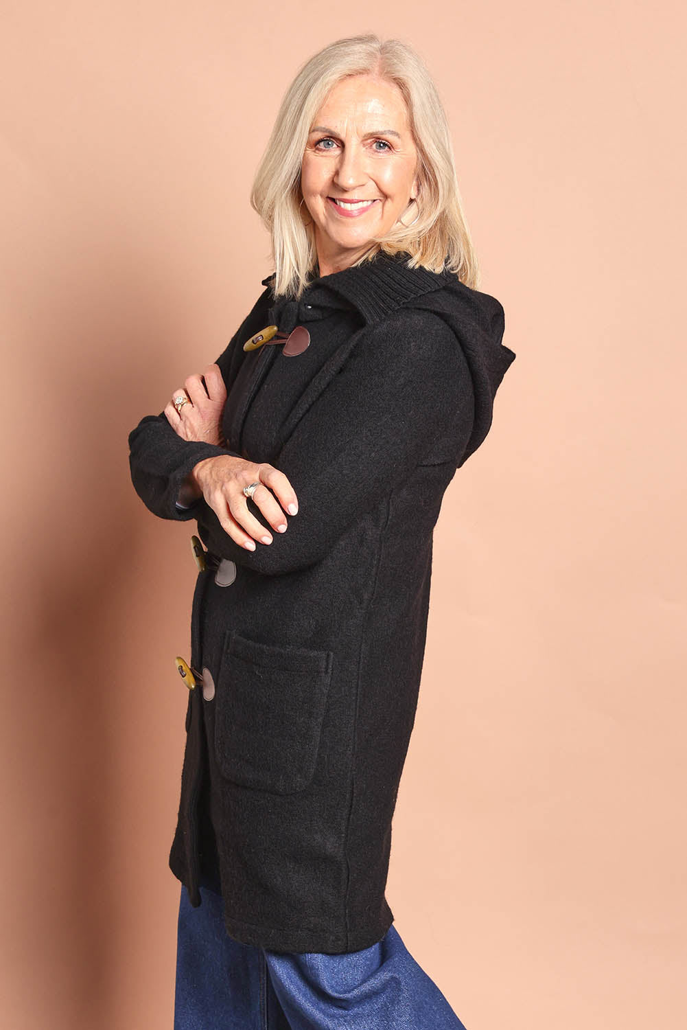 Duffle Boiled Wool Coat – Black
