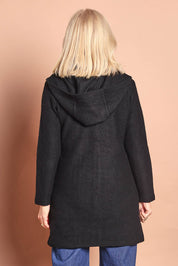 Duffle Boiled Wool Coat – Black