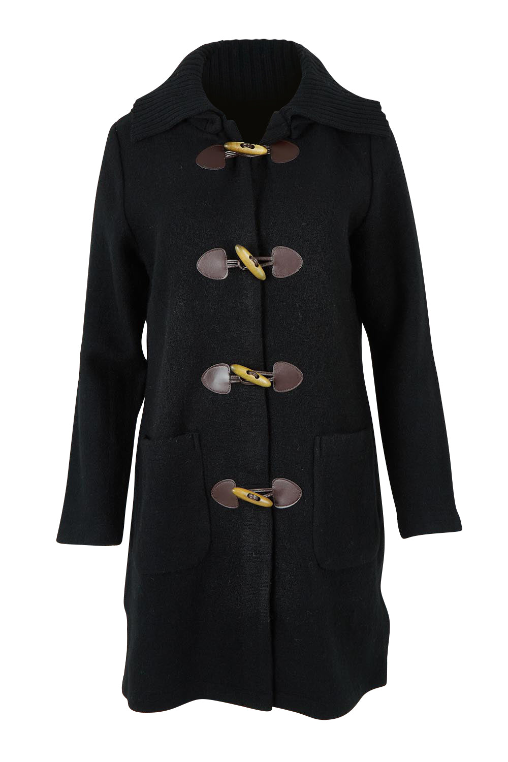 Duffle Boiled Wool Coat – Black