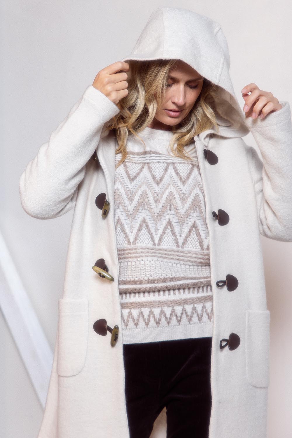 Duffle Boiled Wool Coat – Cream