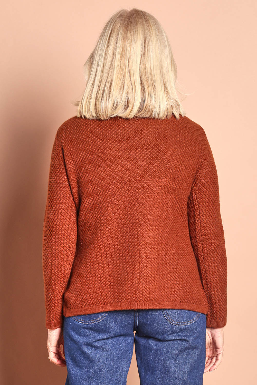 Moss Stitch Cowl Wool Sweater – Copper
