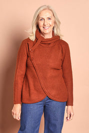 Moss Stitch Cowl Wool Sweater – Copper