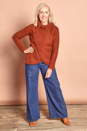 Moss Stitch Cowl Wool Sweater – Copper