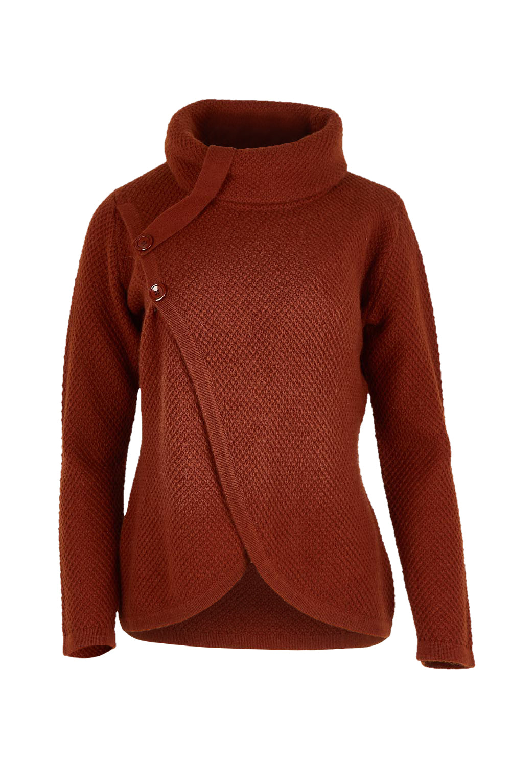 Moss Stitch Cowl Wool Sweater – Copper