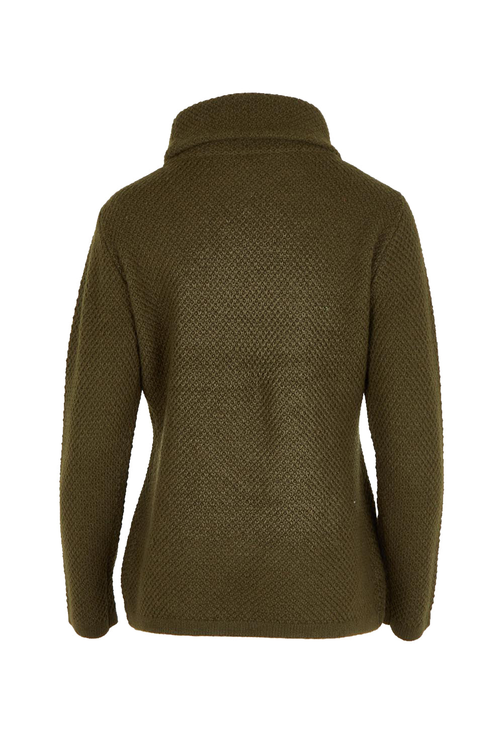 Moss Stitch Cowl Wool Sweater – Khaki