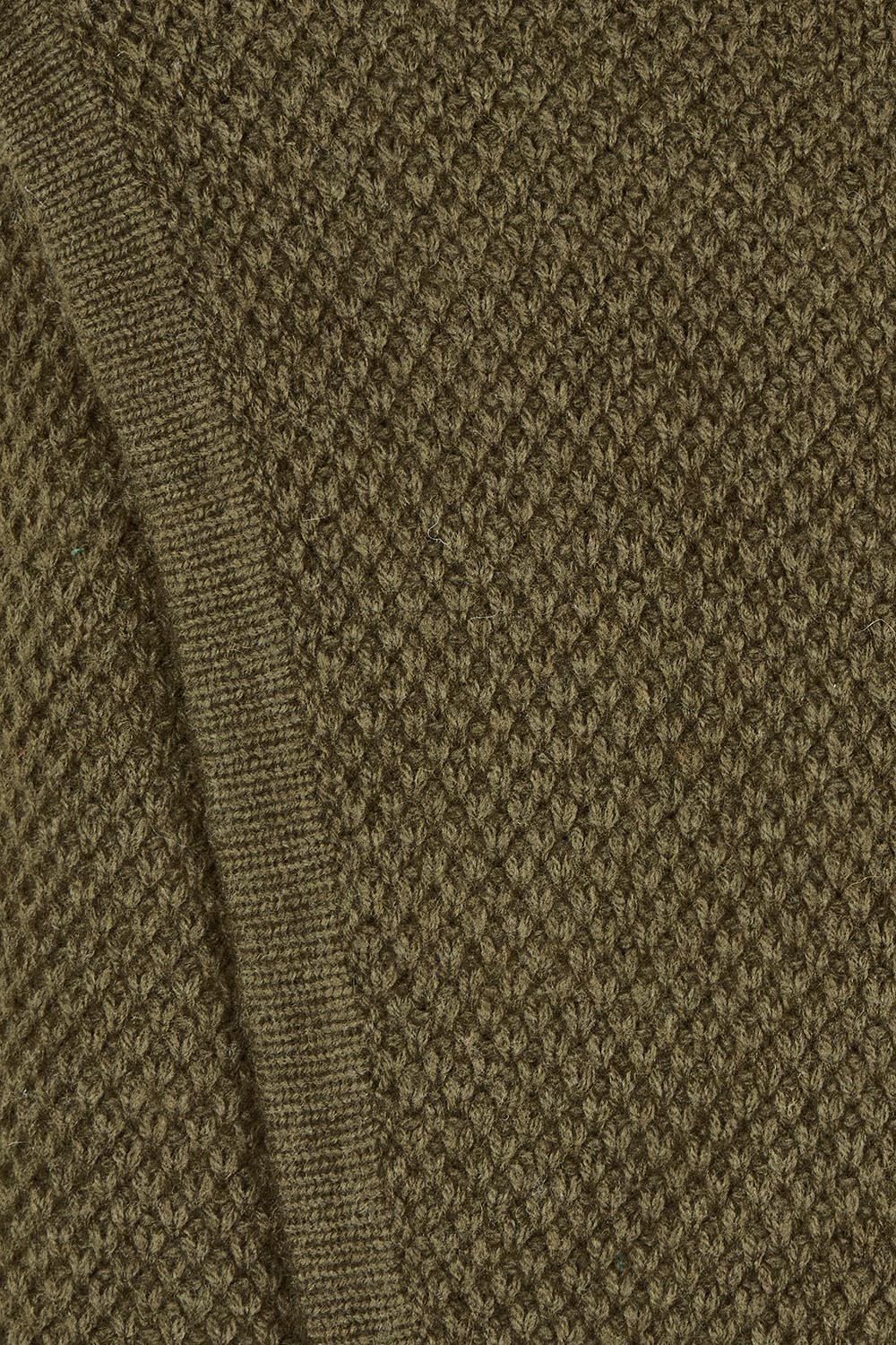 Moss Stitch Cowl Wool Sweater – Khaki