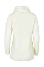 Product shot of the Moss Stitch Cowl Wool Sweater in colour Pearl (White), from the back