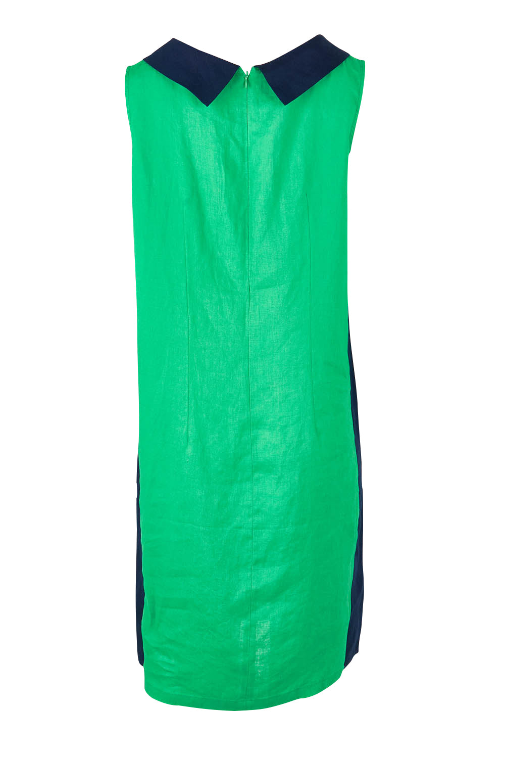 Product shot of the Sl Cowl Neck Splice Shift Linen Dress in colour Greennavy (Green), from the back