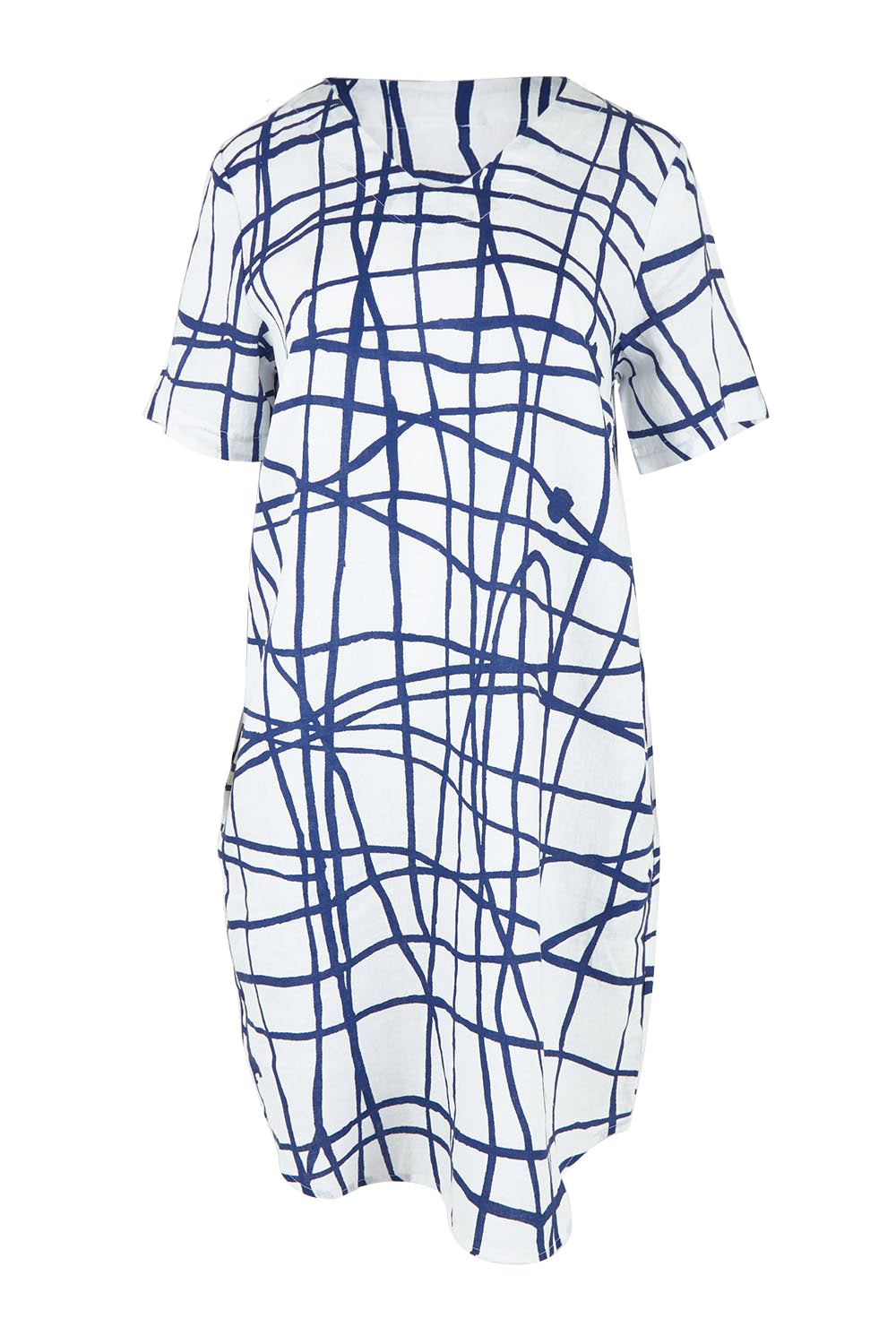 Product shot of the Tokyo Soft V Neck Linen Dress in colour Tokyo, from the front