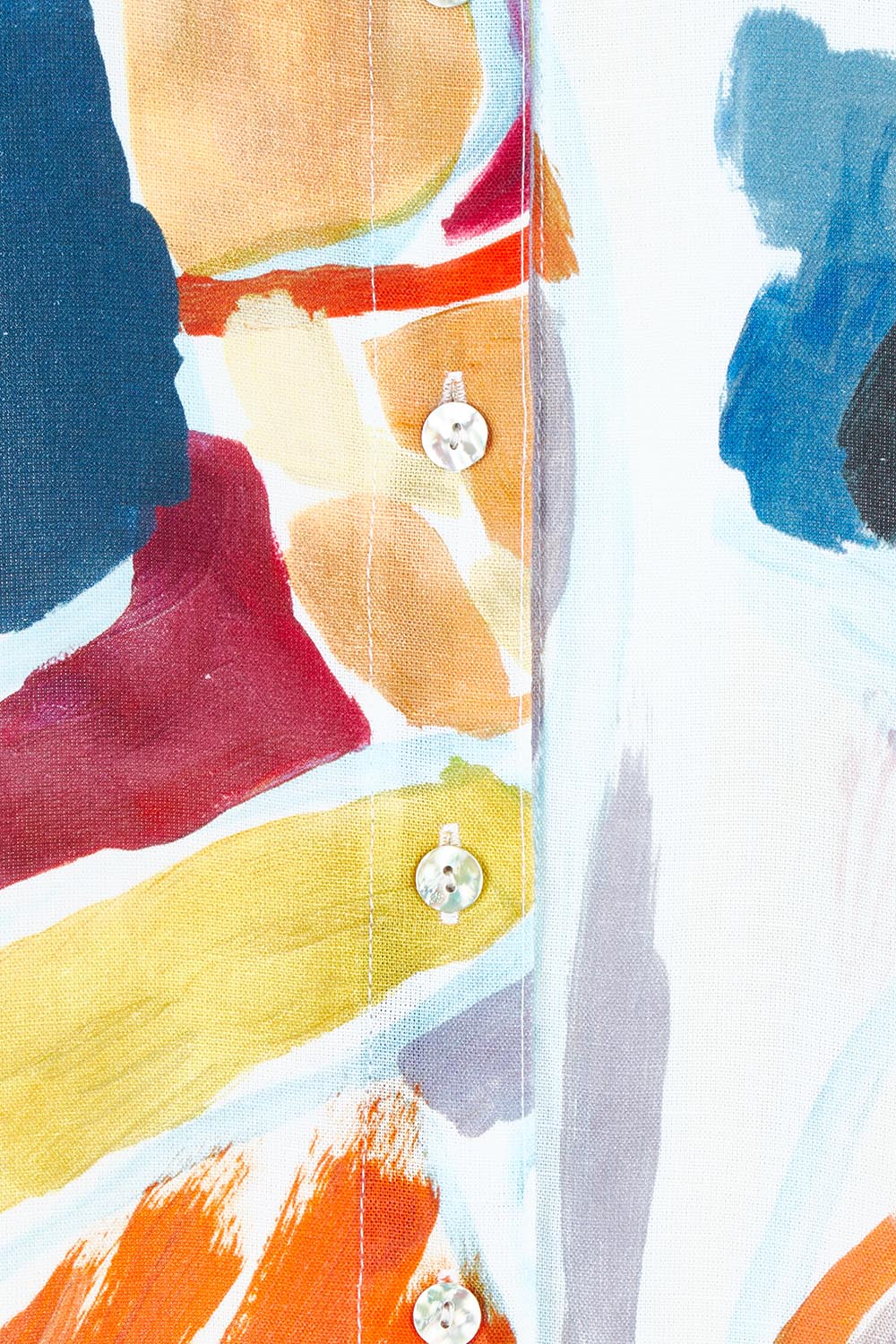 Product shot of the Abstract Tencel Linen Shirtmaker Dress in colour Abstract, detail