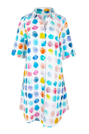 Product shot of the Palette Tencel Linen Shirtmaker Dress in colour Palette, from the front