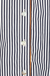 Product shot of the Stripe 3/4 Sleeve Cotton Shirtmaker Dress in colour Navystripe (Blue), detail