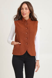 High Collar Boiled Wool Vest – Copper