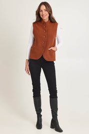High Collar Boiled Wool Vest – Copper