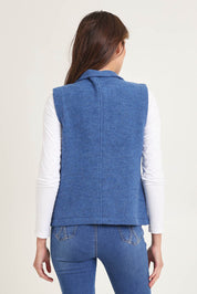 High Collar Boiled Wool Vest – Denim