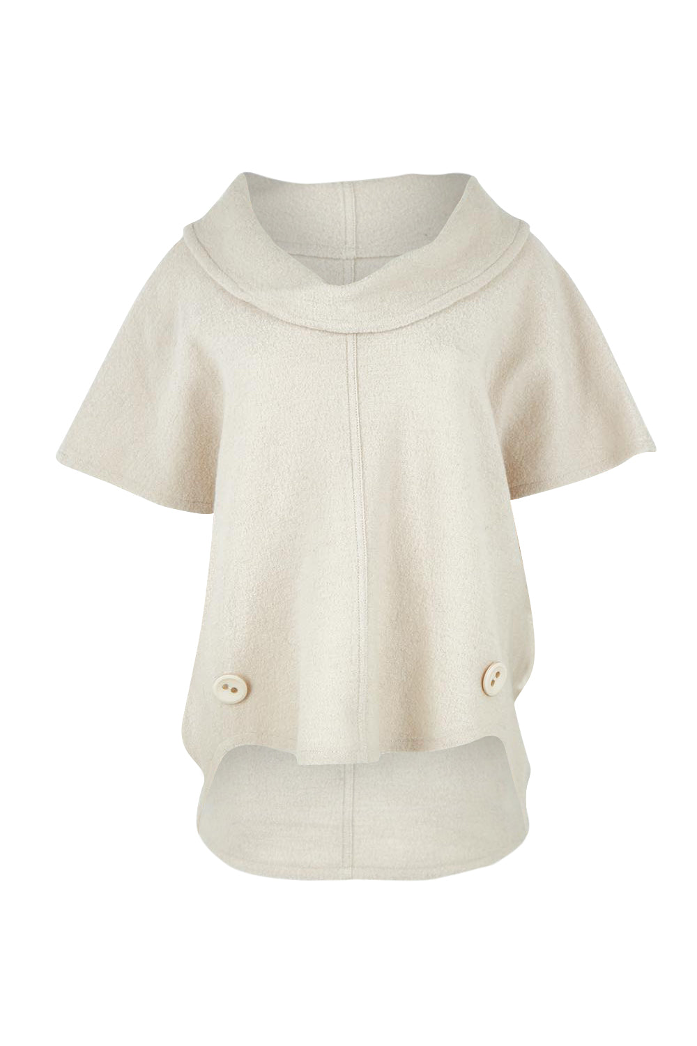 Cowl Neck Boiled Wool Top – Cream