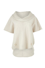 Cowl Neck Boiled Wool Top – Cream