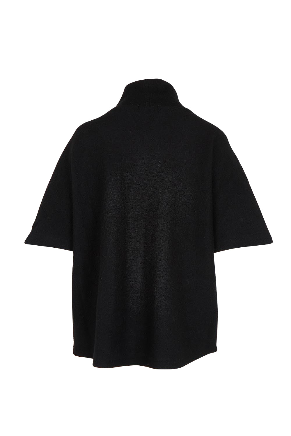 One Button Boiled Wool Cape – Black