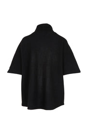One Button Boiled Wool Cape – Black