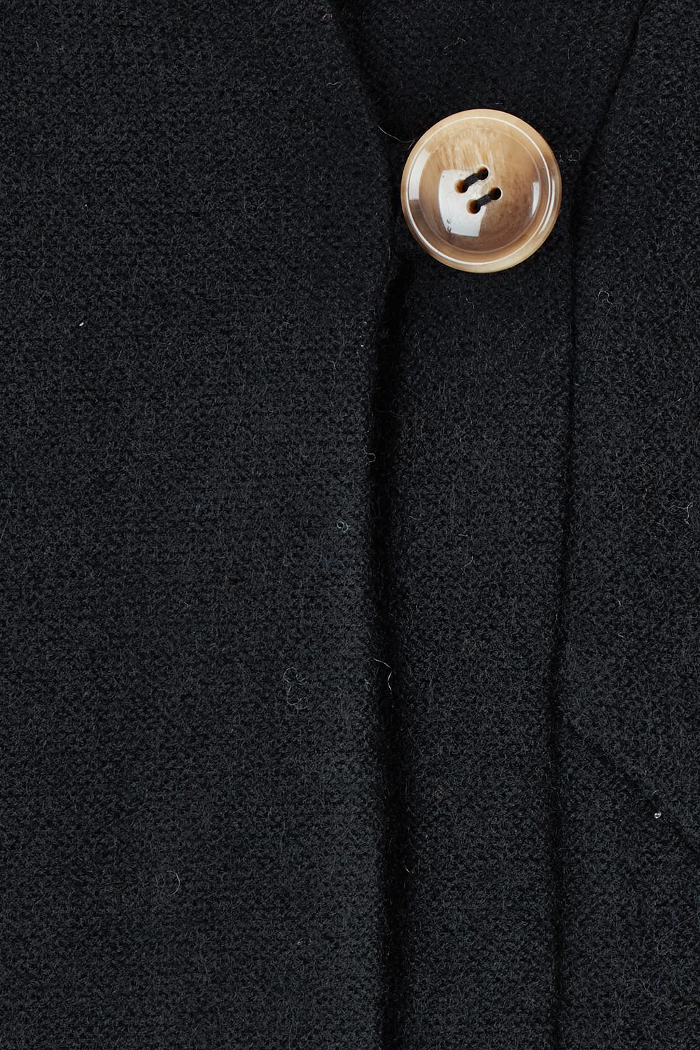 One Button Boiled Wool Cape – Black