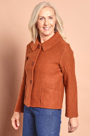 Audrey Collared Boiled Wool Jacket – Copper