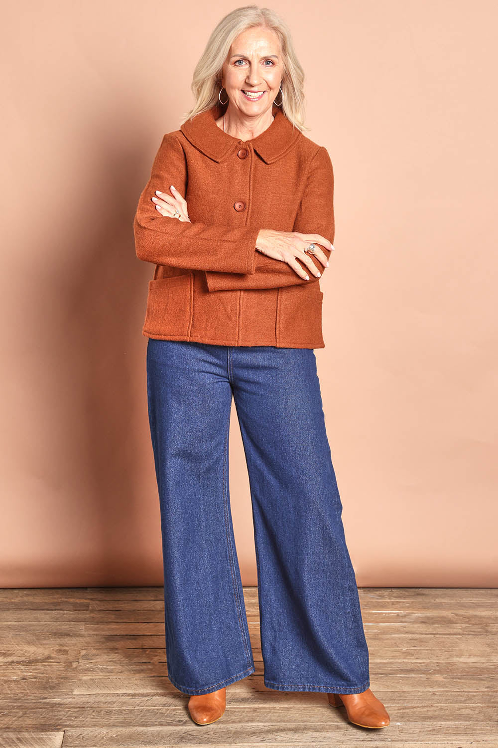 Audrey Collared Boiled Wool Jacket – Copper