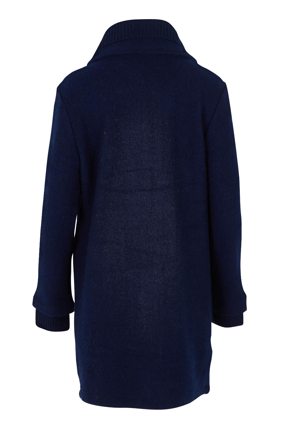 Rib Collar Boiled Wool Coat – Navy