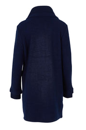 Rib Collar Boiled Wool Coat – Navy