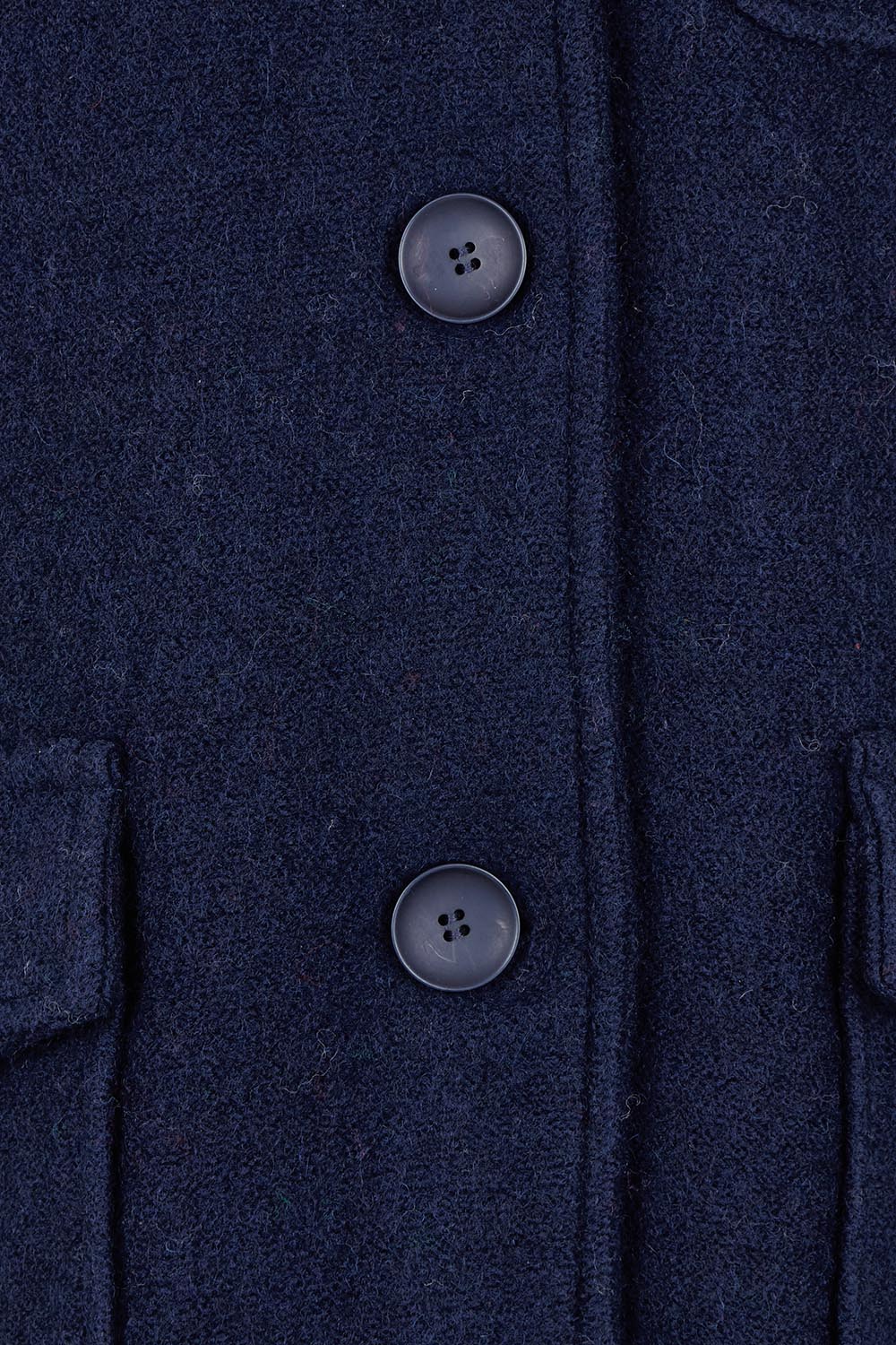 Rib Collar Boiled Wool Coat – Navy