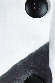 Product shot of the Linen 3/4 Sleeve Dress in colour Achromatic (White), detail