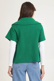 Collared Boiled Wool Crop Coat – Green