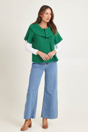 Collared Boiled Wool Crop Coat – Green