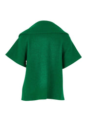 Collared Boiled Wool Crop Coat – Green