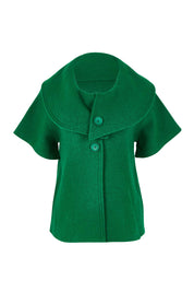 Collared Boiled Wool Crop Coat – Green