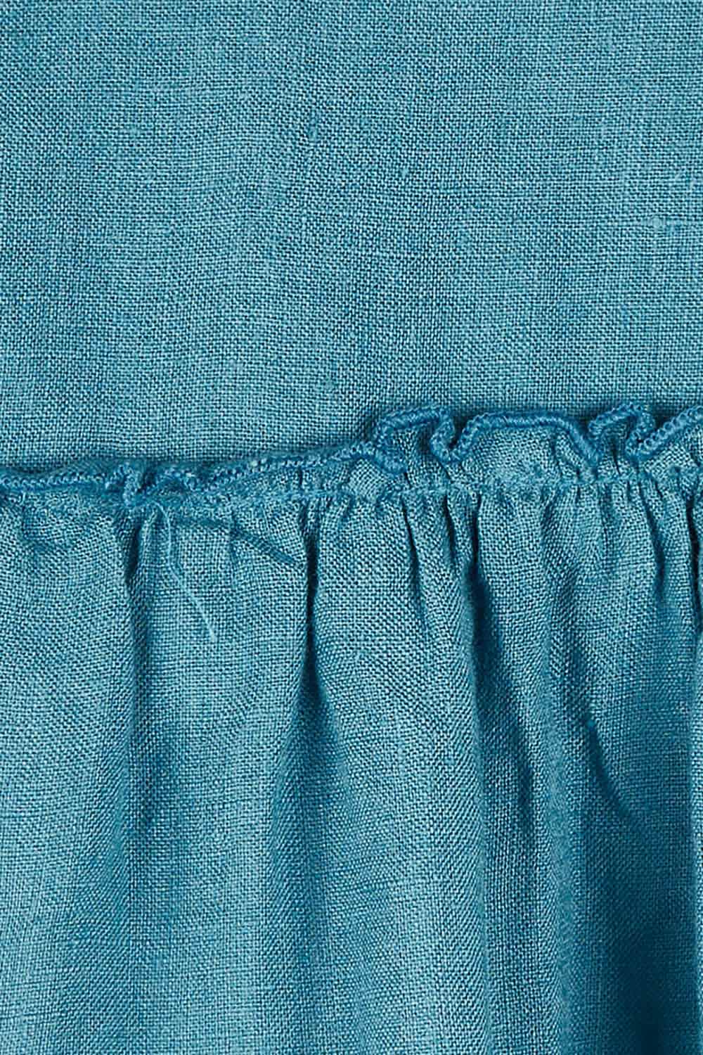 Product shot of the Mia Top in colour Bluesteel (Blue), detail