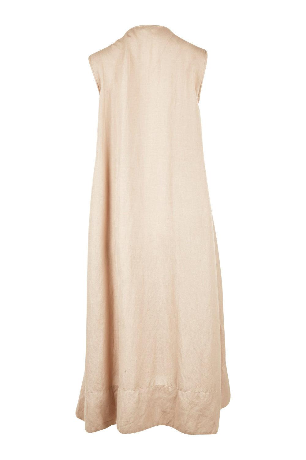 Product shot of the Neopolitan Long Vest in colour Natural, from the back