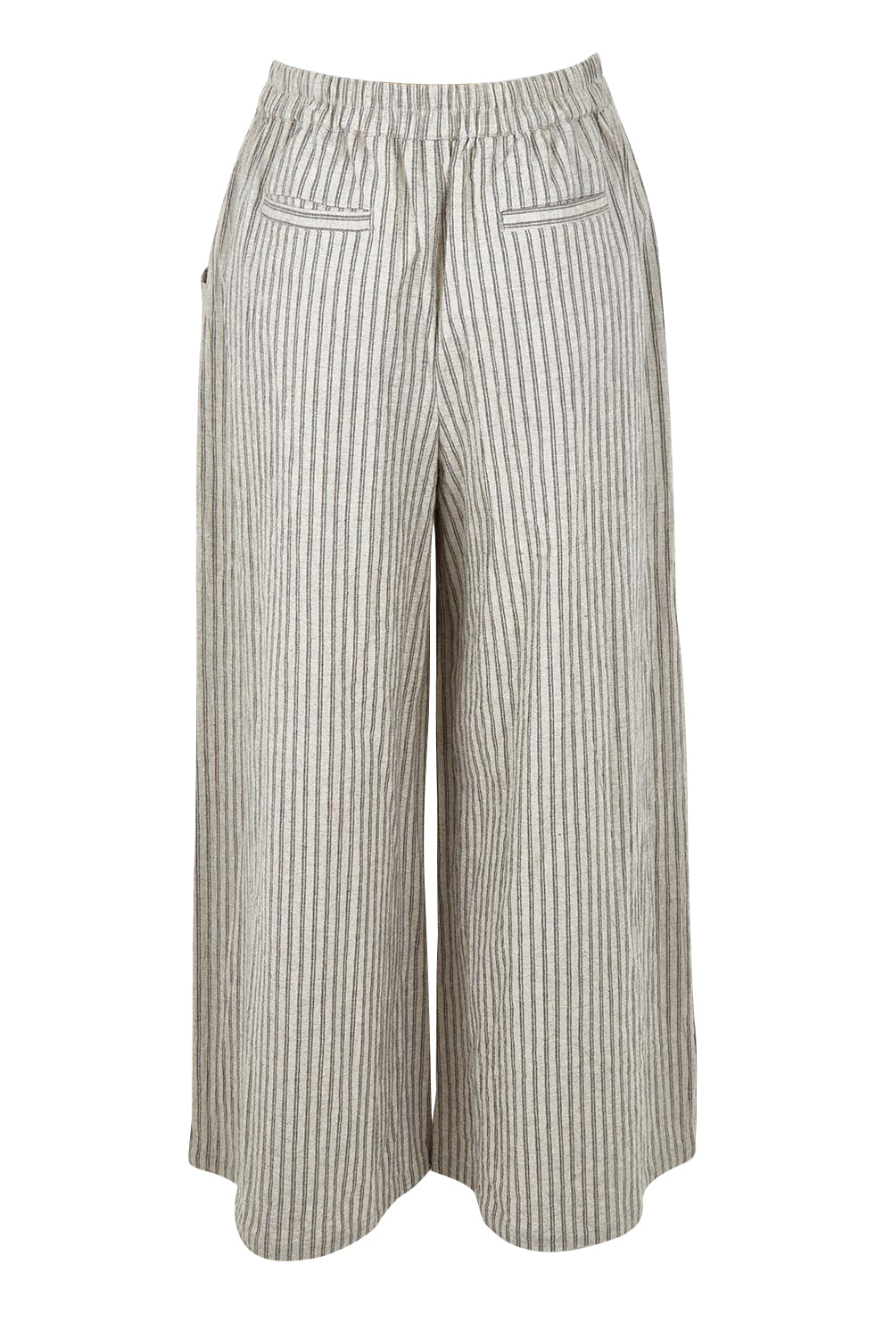 Product shot of the Positano Cotton Linen Pant in colour Pisastripe, from the back