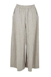 Product shot of the Positano Cotton Linen Pant in colour Pisastripe, from the front